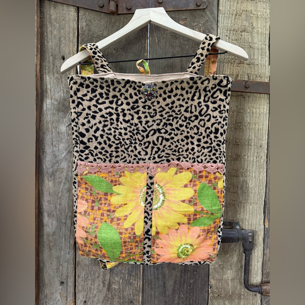 Tapestry Backpack Bag Sunflowers Festival Hippie Y2K Carpet Bag Leopard
